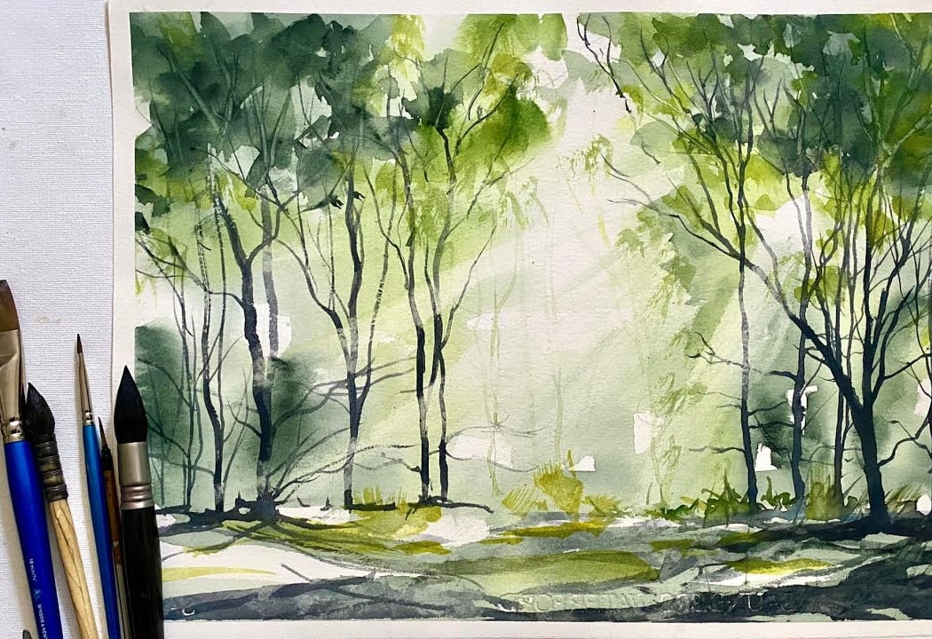 1-Time Total Beginners Watercolor Painting Art Class in Central Park 1